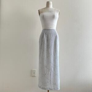Vintage gray and pink floral maxi skirt
